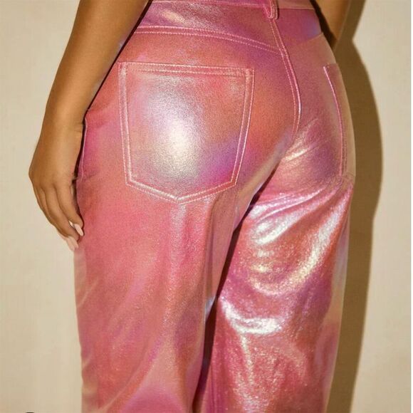 Barbie Pink Metallic, Barbiecore, 90s Straight Leg Pants Size S - Picture 7 of 7
